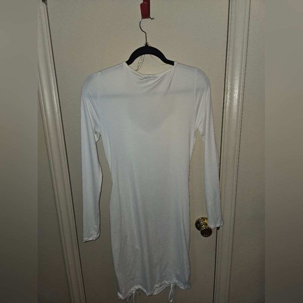 Fashion Nova White Ruched Dress